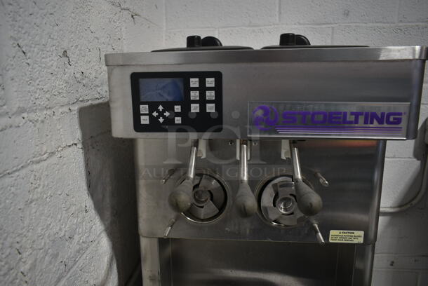 	2014 Stoelting F231-109I2YGAD1 Stainless Steel Commercial Floor Style Water Cooled 2 Flavor w/ Twist Soft Serve Ice Cream Machine on Commercial Casters. 208-240 Volts, 3 Phase. - Image 3 of 7