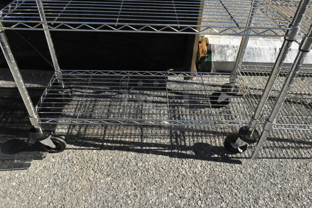 Chrome Finish 3 Tier Wire Shelving Unit on Commercial Casters. BUYER MUST DISMANTLE. PCI CANNOT DISMANTLE FOR SHIPPING. PLEASE CONSIDER FREIGHT CHARGES. - Image 2 of 2