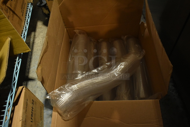 ALL ONE MONEY! Lot of 7 Boxes of Various Paper Products Including Clear Lids, Dome Lids, Clear Poly Beverage Tumblers and Brown Paper Bags. - Image 4 of 12