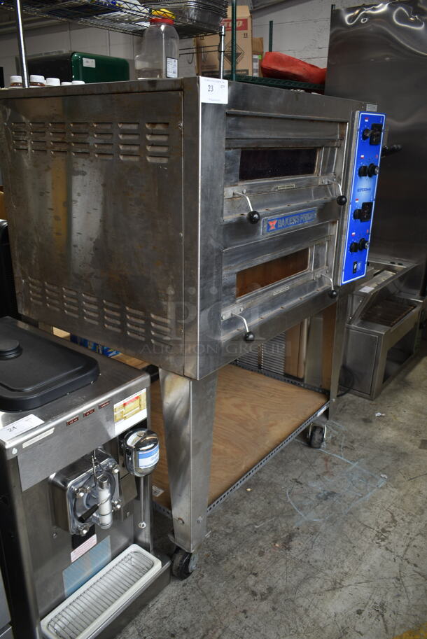 Bakers Pride EP2 Super Deck Series Stainless Steel Commercial Electric Powered 2 Deck Pizza Oven on Commercial Casters. 240 Volts, 3 Phase.  - Image 4 of 10