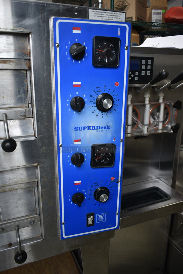 Bakers Pride EP2 Super Deck Series Stainless Steel Commercial Electric Powered 2 Deck Pizza Oven on Commercial Casters. 240 Volts, 3 Phase.  - Image 5 of 10