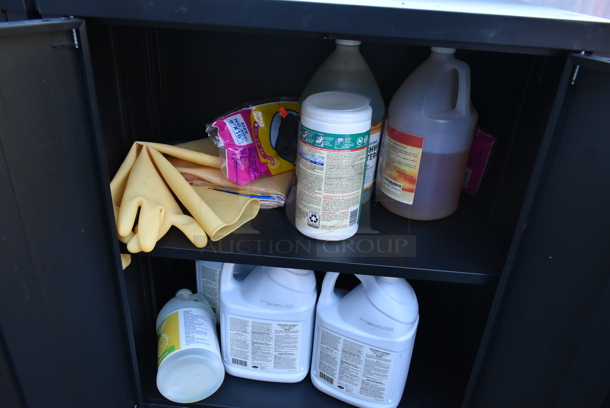 Black Metal 2 Door Cabinet w/ Contents on Commercial Casters.  - Image 4 of 4