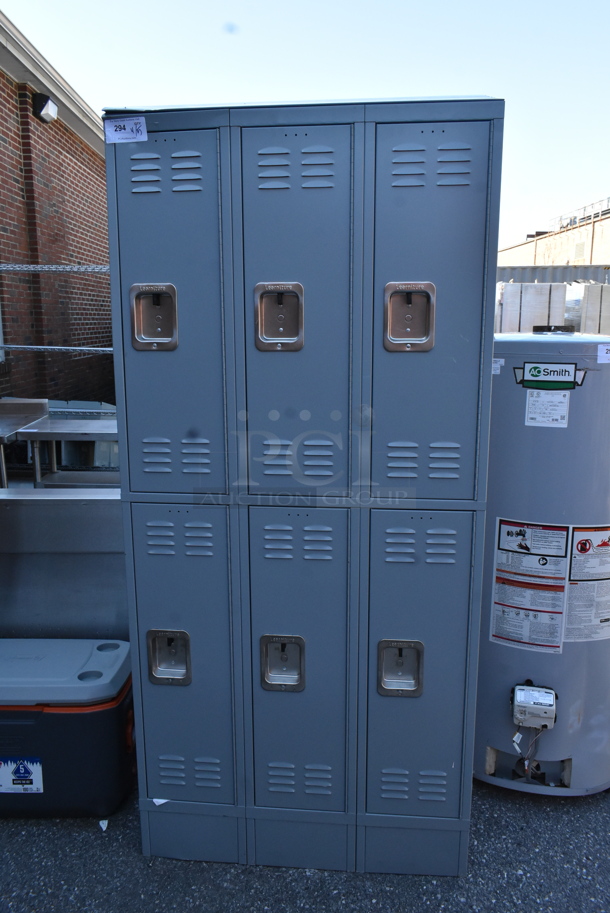 Gray Metal 6 Cubby Locker.  - Image 1 of 6