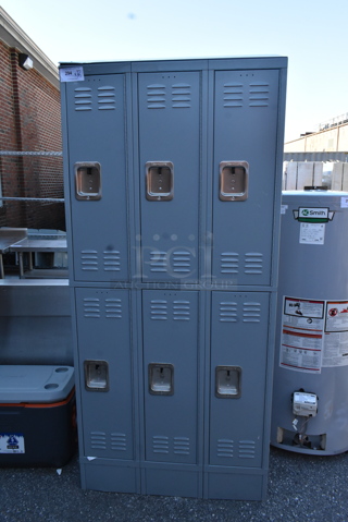 Gray Metal 6 Cubby Locker. 