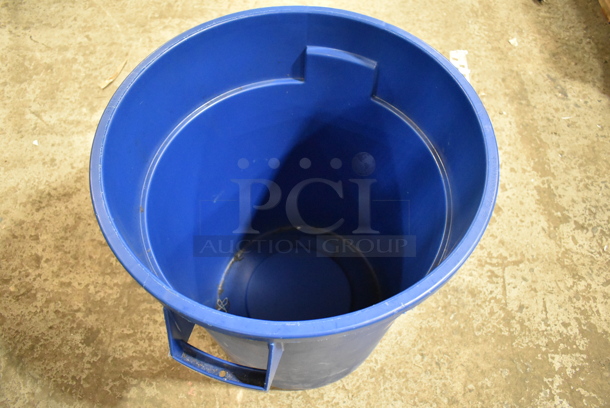 Carlisle Blue Poly Trash Can w/ Cracked Lid. - Image 2 of 4