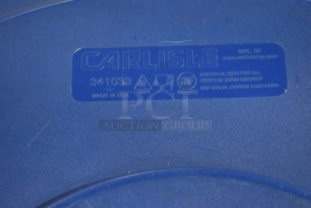 Carlisle Blue Poly Trash Can w/ Cracked Lid. - Image 4 of 4