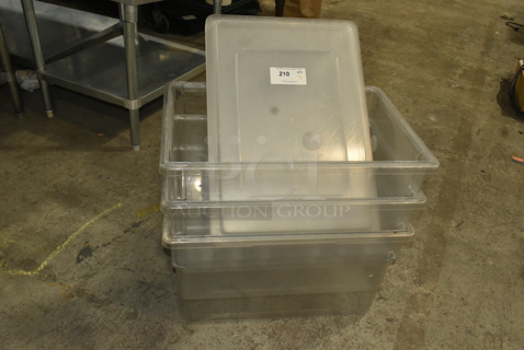 ALL ONE MONEY! Lot of 3 Clear Poly Bins and 5 Lids