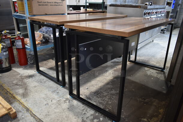2 Desks w/ Wood Pattern Desktop on Black Metal Legs. 2 Times Your Bid! - Image 2 of 7