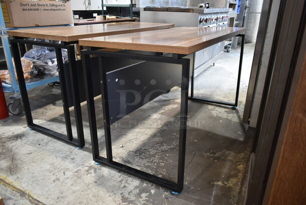 2 Desks w/ Wood Pattern Desktop on Black Metal Legs. 2 Times Your Bid! - Image 3 of 7