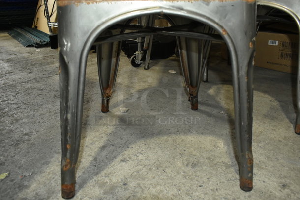 6 Gray Metal Tolix Style Dining Height Chairs. 6 Times Your Bid! - Image 4 of 4