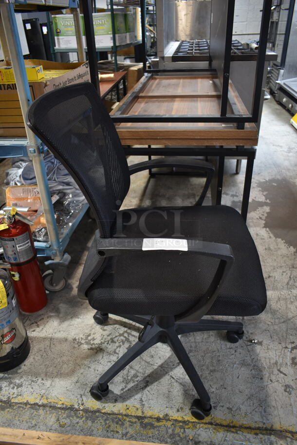 Black Office Chair w/ Arm Rests on Casters.  - Image 2 of 5