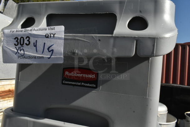 5 Rubbermaid Gray Poly Slim Jim Trash Cans. 5 Times Your Bid! - Image 3 of 4