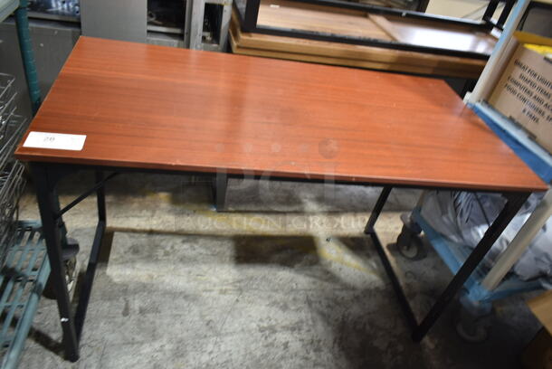 Wood Pattern Table on Black Metal Legs. - Image 1 of 3