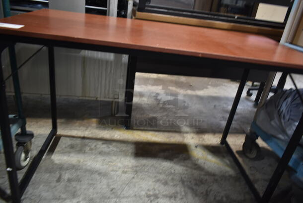 Wood Pattern Table on Black Metal Legs. - Image 2 of 3