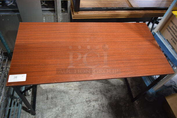 Wood Pattern Table on Black Metal Legs. - Image 3 of 3