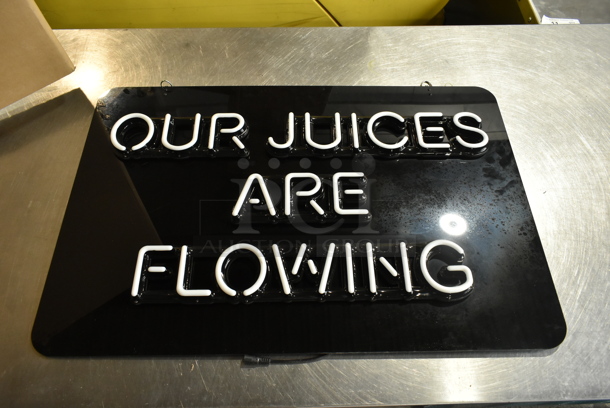 Our Juices are Flowing Neon Light Up Sign. Does Not Come w/ Power Cord. Tested and Working! Buyer Must Pick Up - We Will Not Ship This Item. - Image 2 of 3