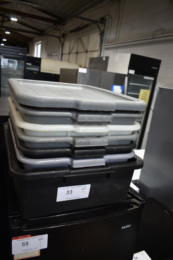 7 Poly Bus Bins w/ 1 Lid. 7 Times Your Bid! - Image 1 of 5