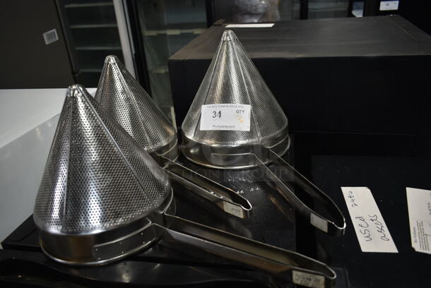 3 Metal China Cap Strainers. 3 Times Your Bid! - Image 1 of 3