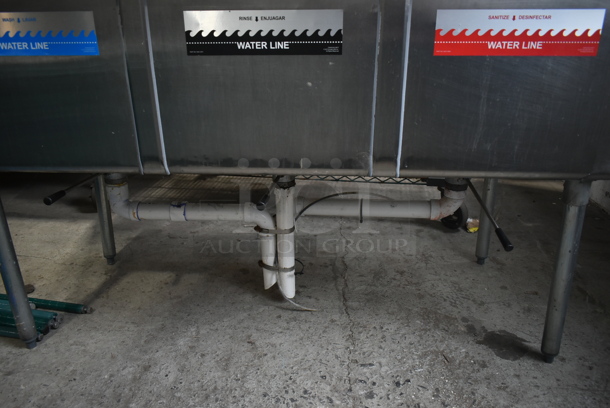 John Boos Stainless Steel Commercial 3 Bay Sink w/ Dual Drain Boards, Faucet, Handles and Spray Nozzle Attachment. Bays 18x24. Drain Boards 22x26 - Image 6 of 11
