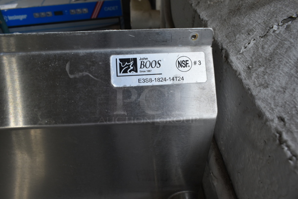 John Boos Stainless Steel Commercial 3 Bay Sink w/ Dual Drain Boards, Faucet, Handles and Spray Nozzle Attachment. Bays 18x24. Drain Boards 22x26 - Image 11 of 11