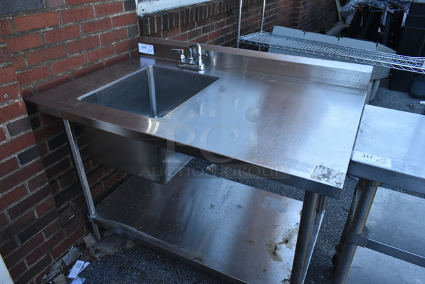 Stainless Steel Table w/ Single Sink Bay, Faucet, Back Splash and Under Shelf. Bay 16x20x12 - Image 1 of 5