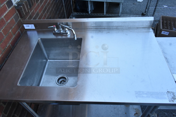 Stainless Steel Table w/ Single Sink Bay, Faucet, Back Splash and Under Shelf. Bay 16x20x12 - Image 2 of 5