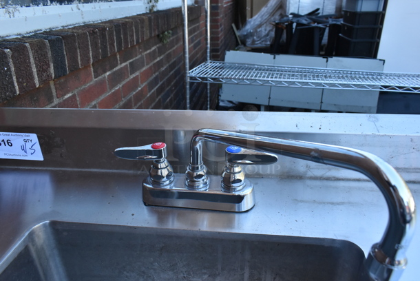 Stainless Steel Table w/ Single Sink Bay, Faucet, Back Splash and Under Shelf. Bay 16x20x12 - Image 3 of 5