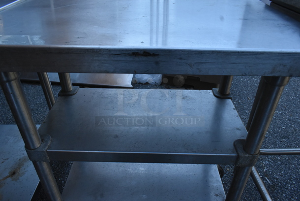 Stainless Steel Table w/ 2 Metal Under Shelves on Commercial Casters.  - Image 3 of 5