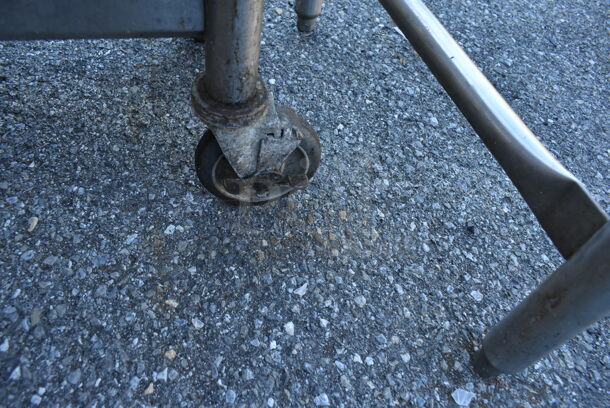 Stainless Steel Table w/ 2 Metal Under Shelves on Commercial Casters.  - Image 5 of 5