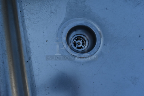 Stainless Steel Commercial Table w/ Drain and Back Splash.  - Image 3 of 5
