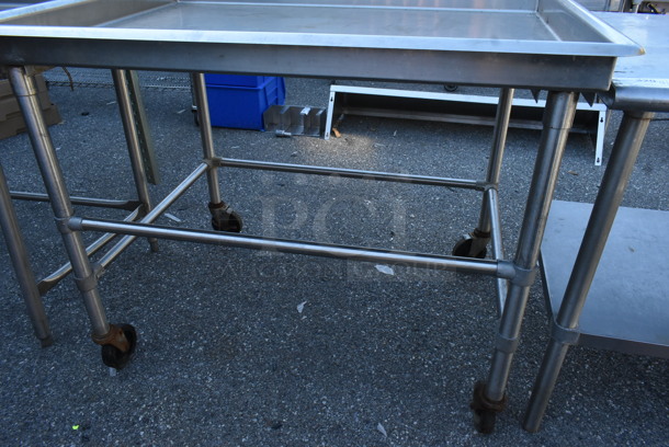 Eagle Stainless Steel Commercial Table w/ Back Splash on Commercial Casters.  - Image 3 of 4