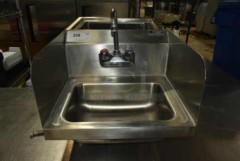 John Boos PBHS-W-1410-SSLR Stainless Steel Commercial Single Bay Wall Mount Sink w/ Faucet, Handles and Side Splash Guards. 
