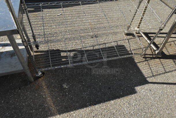 Chrome Finish 6 Tier Wire Shelving Unit on Commercial Casters. Missing 1 Caster. BUYER MUST DISMANTLE. PCI CANNOT DISMANTLE FOR SHIPPING. PLEASE CONSIDER FREIGHT CHARGES. - Image 2 of 2