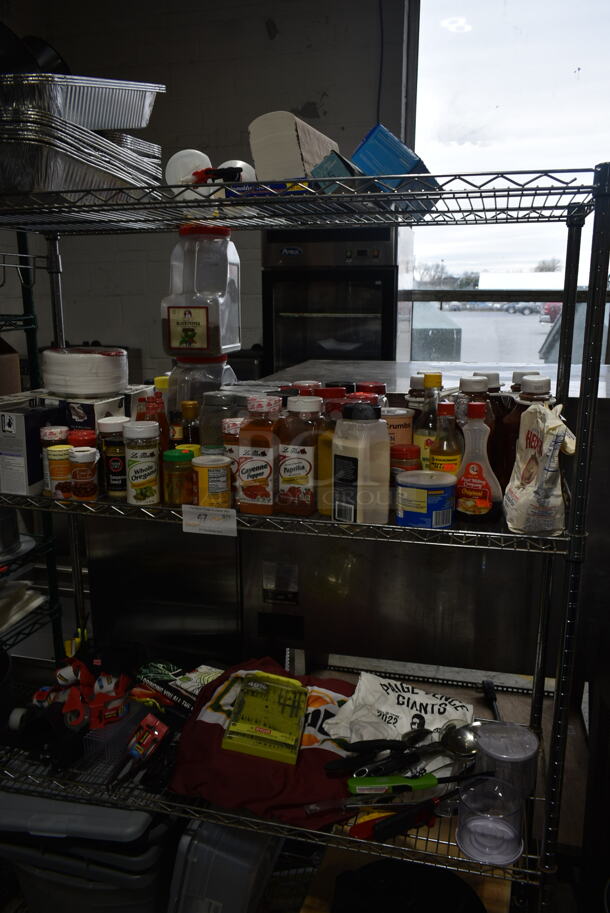 ALL ONE MONEY! Metro Lot of Various Items Including Aluminum Pans, Seasonings, Tape, ion Vacuum and Utensils. Does Not Include Shelving Unit.  - Image 1 of 12