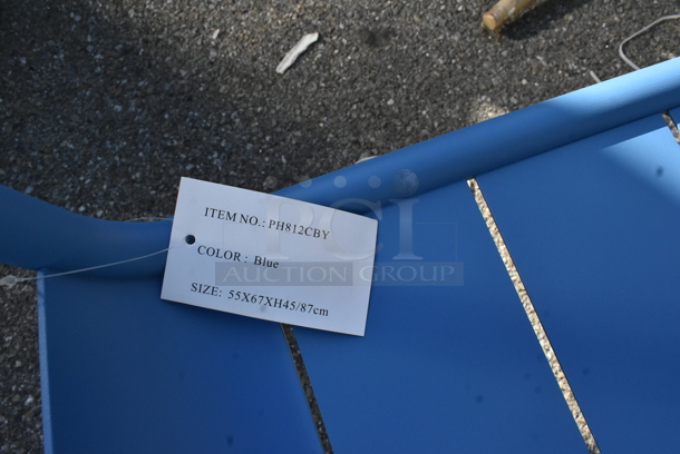 122 BRAND NEW! BFM Seating PH812CBY Blue Metal Outdoor Patio Dining Chairs. 122 Times Your Bid! - Image 3 of 9