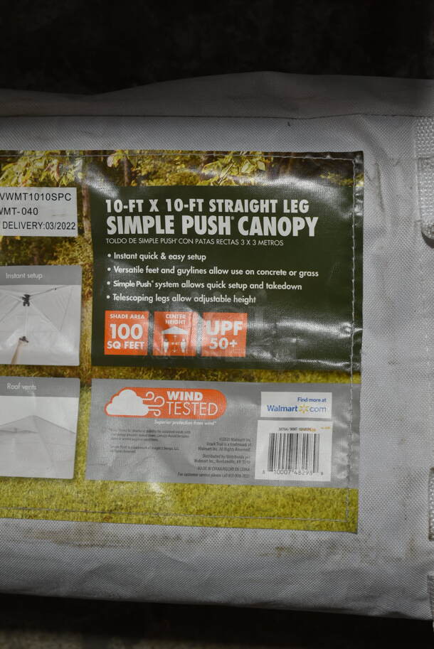10'x10' Straight Leg Simple Push Canopy in Bag - Image 3 of 5
