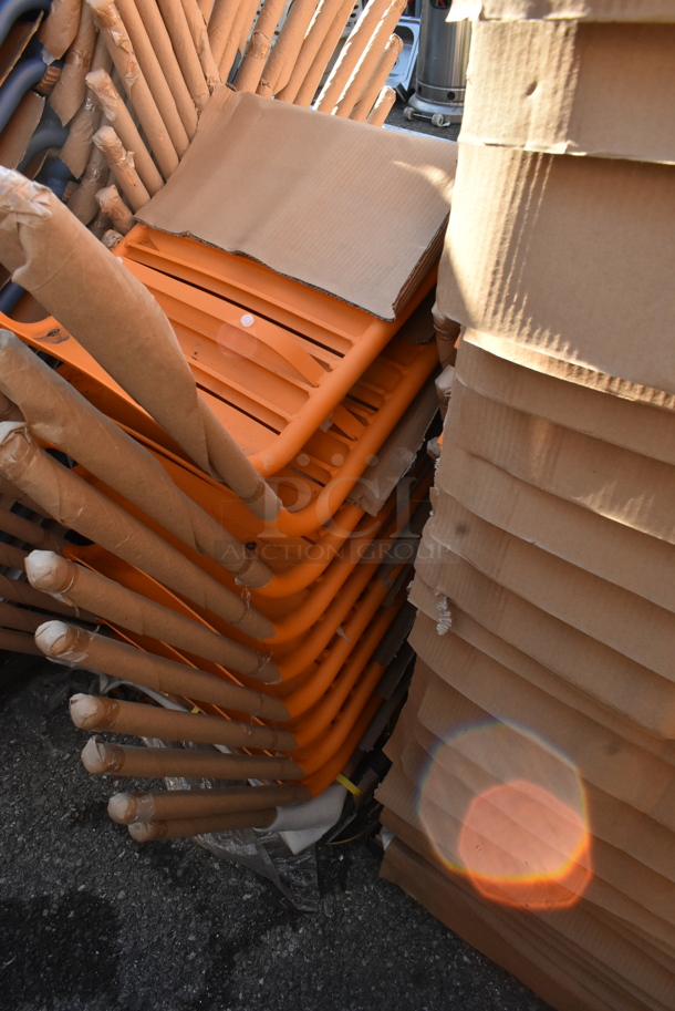 75 BRAND NEW! BFM Seating PH812CCT Orange Metal Outdoor Patio Dining Chairs. 75 Times Your Bid! - Image 3 of 8