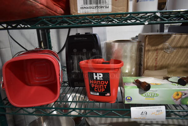 ALL ONE MONEY! Metro Lot of Various Items Including Cutting Boards, Metal Stock Pots, Mugs, Heater and Cleaner. Does Not Include Shelving Unit.  - Image 3 of 12
