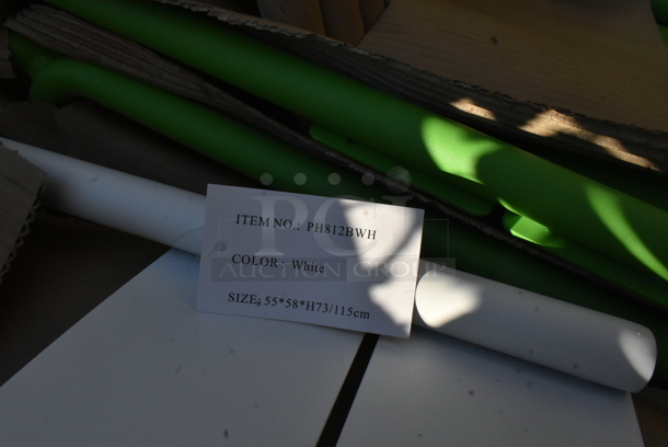 97 BRAND NEW! BFM Seating PH812BWH White Metal Outdoor Patio Bar Height Chairs. 97 Times Your Bid! - Image 4 of 9