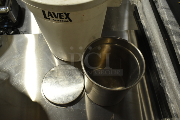 ALL ONE MONEY! Lot of Lavex White Poly Trash Can and Metal Bin. - Image 4 of 7