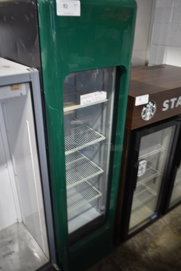 QBD PC8H Metal Commercial Single Door Reach In Cooler Merchandiser w/ Poly Coated Racks. 115 Volts, 1 Phase. Tested and Powers On But Does Not Get Cold
 - Image 1 of 5