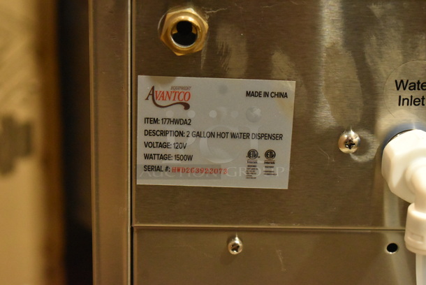 BRAND NEW SCRATCH AND DENT! Avantco 177HWDA2 Stainless Steel Commercial Countertop 2 Gallon Hot Water Dispenser. No Drip Tray. 120 Volts, 1 Phase. - Image 6 of 6