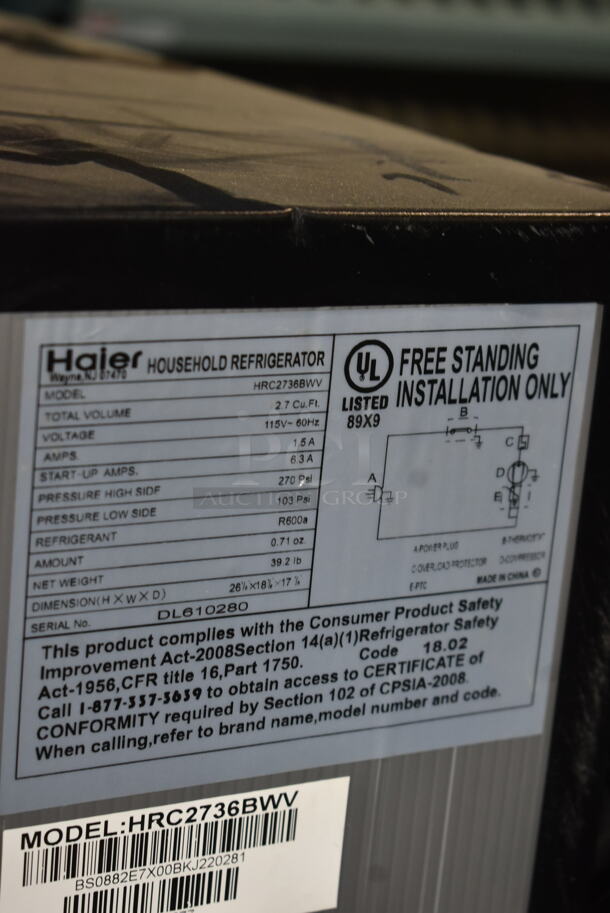 Haier HRC2736BWV Mini Cooler. 115 Volts, 1 Phase. Tested and Working! - Image 5 of 5