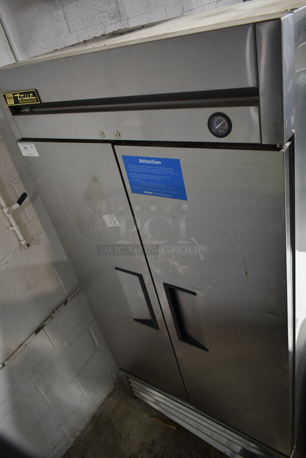 2016 True T-35 Stainless Steel Commercial 2 Door Reach In Cooler w/ Poly Coated Racks. 115 Volts, 1 Phase. Cannot Test Due To Cut Power Cord - Image 1 of 4