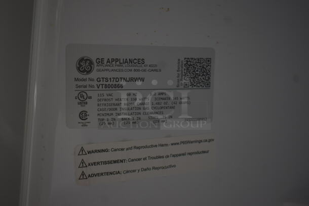 General Electric GE GTS17DTNJRWW Metal Cooler Freezer Combo Unit. 115 Volts, 1 Phase. Tested and Working! - Image 5 of 5