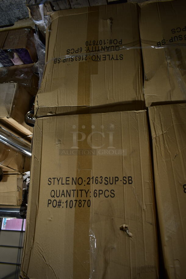 PALLET LOT of 12 Boxes of 6 BRAND NEW! BFM Seating 2163SUP-SB Black Metal Window Back Chairs w/ Natural Seat. No Legs. 12 Times Your Bid! - Image 4 of 12