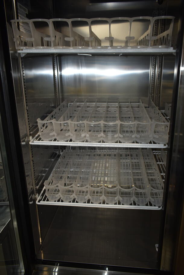 Turbo Air TSR-49GSD-N Stainless Steel Commercial 2 Door Reach In Cooler Merchandiser w/ Poly Coated Racks on Commercial Casters. 110-120 Volts, 1 Phase. Tested and Working! - Image 3 of 4