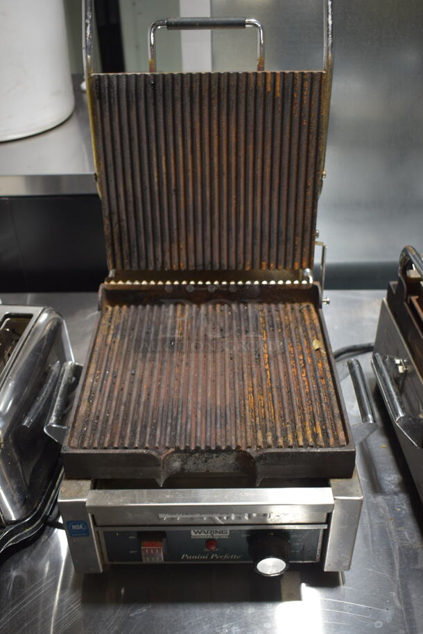 Waring WPG150 Stainless Steel Commercial Countertop Electric Powered Panini Press. 120 Volts, 1 Phase. Tested and Working! - Image 3 of 4