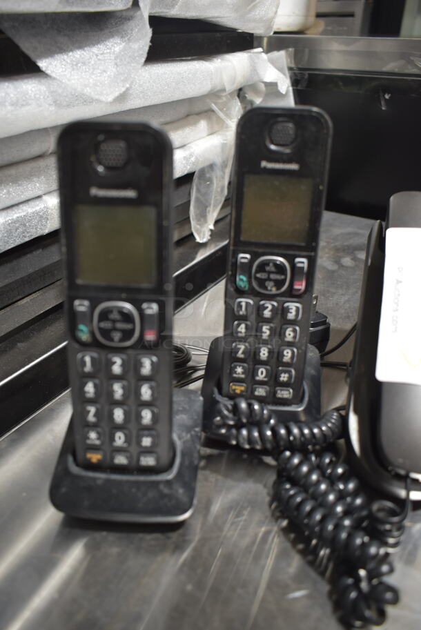 ALL ONE MONEY! Lot of Panasonic Corded Office Telephone and 2 Panasonic Phones on Cradles.  - Image 2 of 7