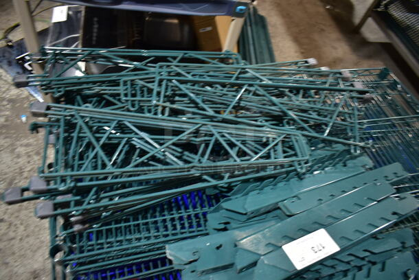 ALL ONE MONEY! Lot of Green Finish Wire Shelves and Brackets, and One Blue Finish Wire Shelf.  - Image 4 of 6